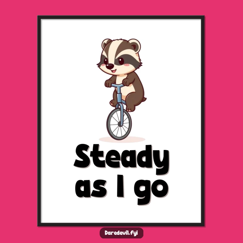 Funny Badger Unicyclist Digital Art: Instant Grit for Your Walls!