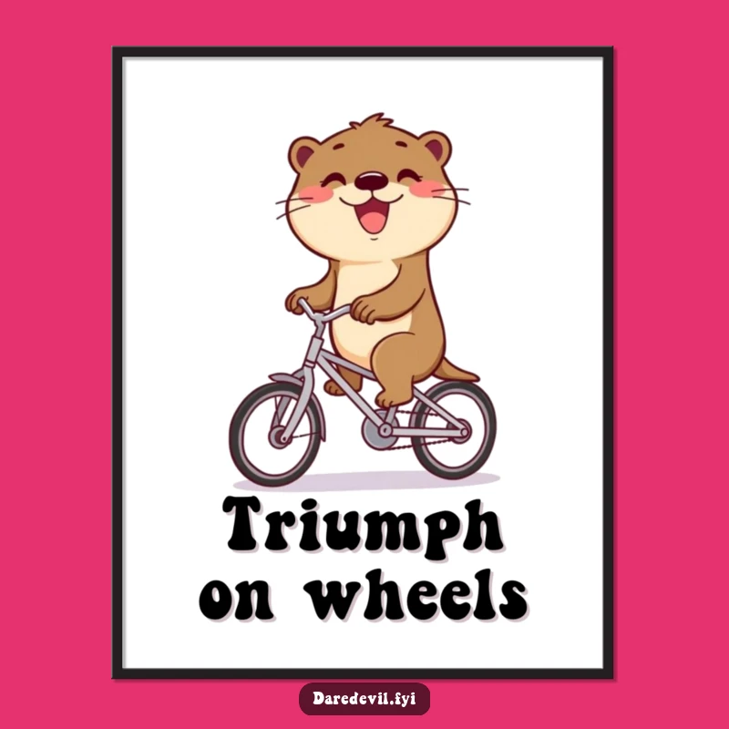 Funny Otter Bicycle Digital Art: Hilarious Triumph for Your Walls