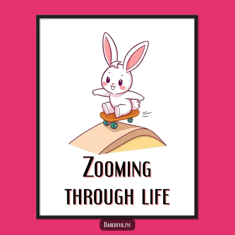 Funny Bunny Skateboard Digital Art - Instant Joyous Decor & Hilarious Gift