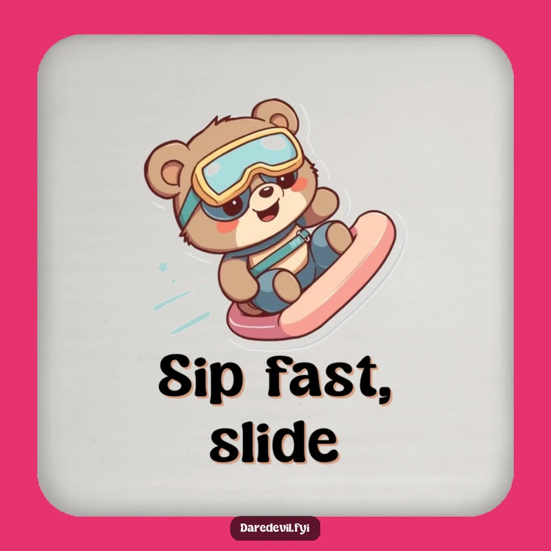 Funny Bear Slide Goggles Coaster: Protect Surfaces with Hilarious Style