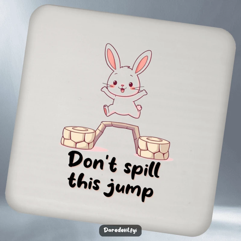 Funny Rabbit Coaster: A brave rabbit character leaps between platforms, adding a touch of daring adventure to surface protection.