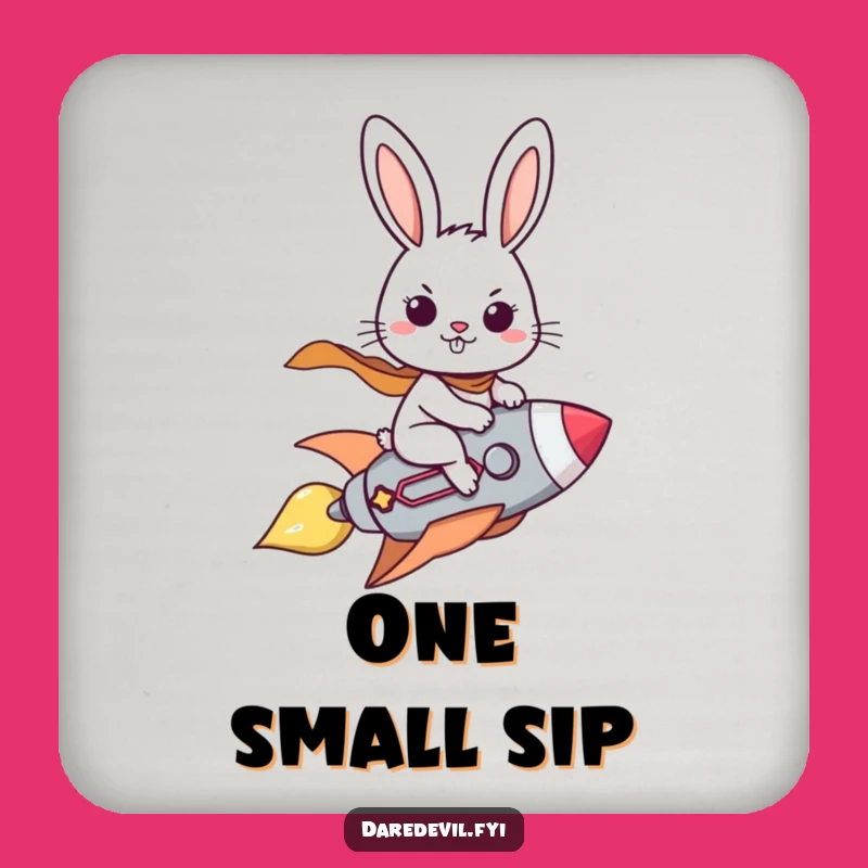 Funny Brave Rabbit Rocket Coaster, Hilarious Space Decor, Determined Bunny Table Saver