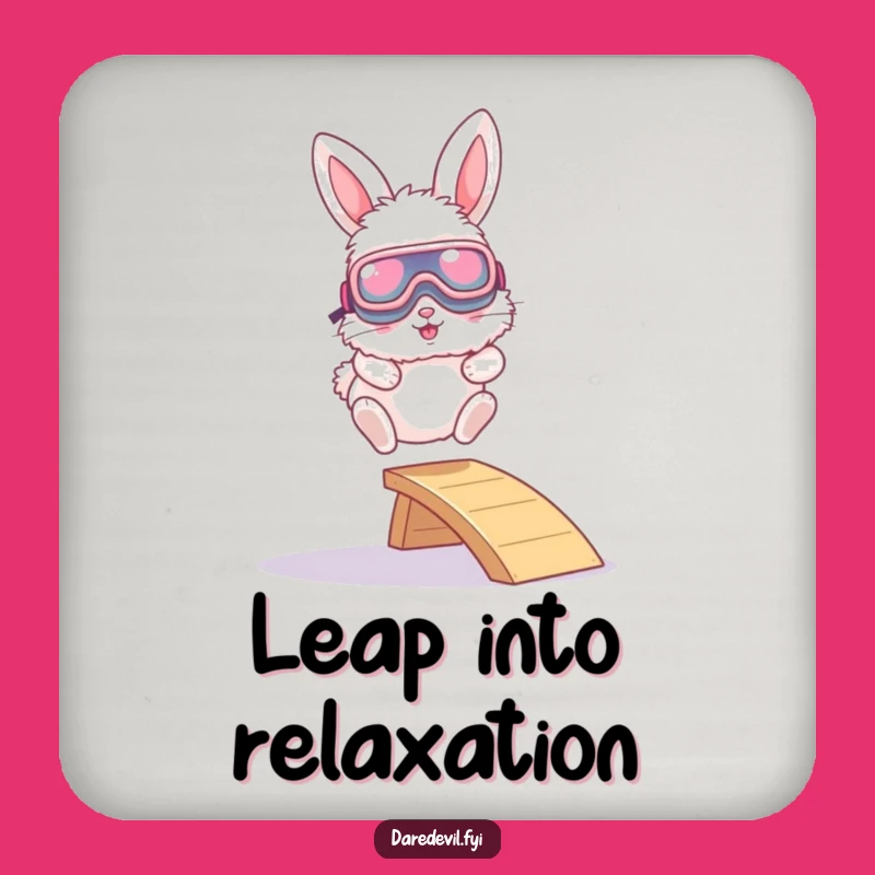 Funny Bunny Goggles Coaster: Leaping Character Drink Accessory, Tiny Humorous Gift