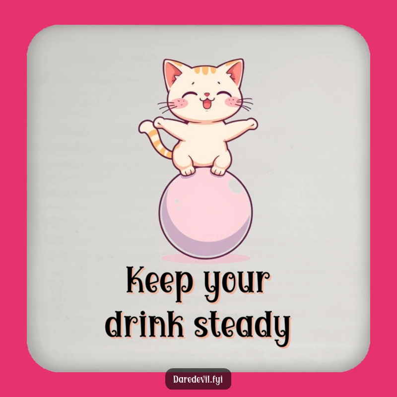 Funny Cat Sphere Balance Coaster: Protect Surfaces With Feline Humor, Ideal Funny Gift