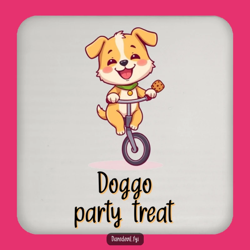 Funny Dog Unicycle Treat Coaster - Protect Surfaces with Canine Charm