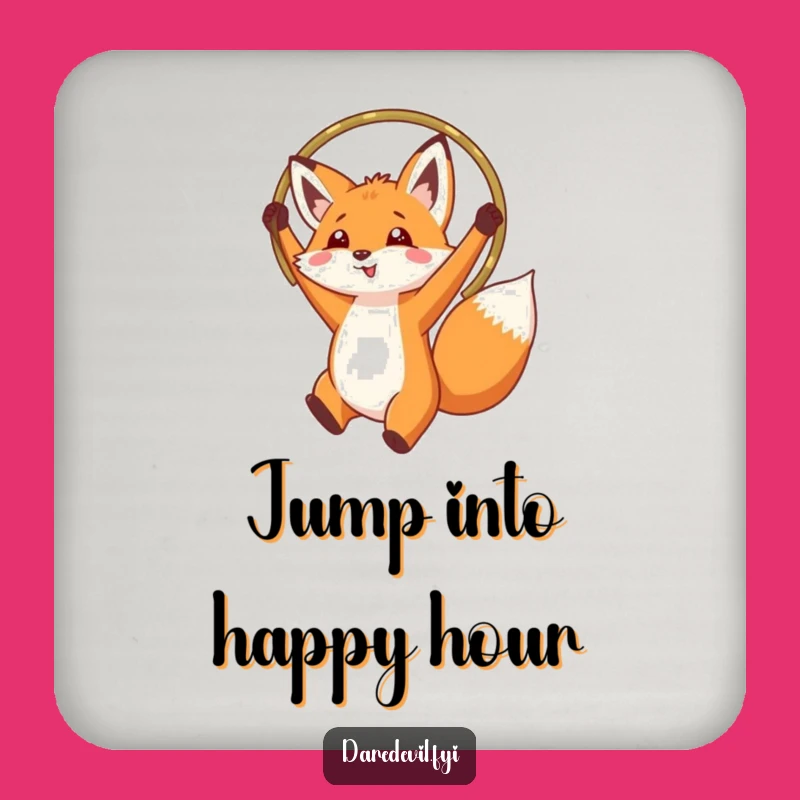 Funny Fox Hoop Jump Coaster: Protect Surfaces With Animal Humor, Ideal Funny Gift
