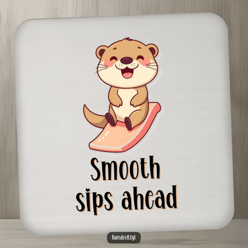 Funny Otter Coaster: A happy otter character zips down a tiny slide, adding pure joy and protection to surfaces.