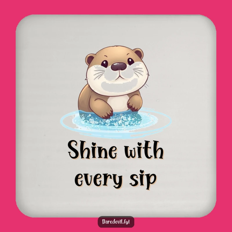 Funny Otter Glitter Coasters: Protect Surfaces with Hilarious Art, Ideal Funny Gift