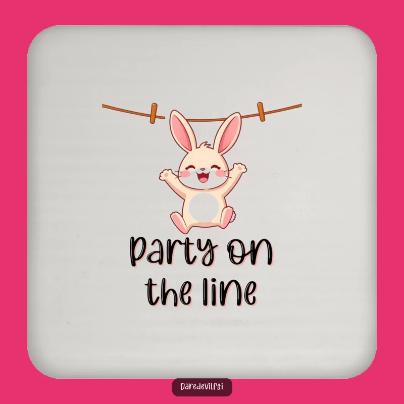 Funny Rabbit Clothesline Coaster: Protect Surfaces with Hilarious Play