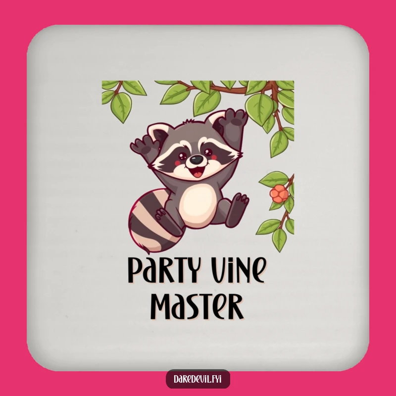 Funny Raccoon Coaster: Protect Surfaces with Daring Swings