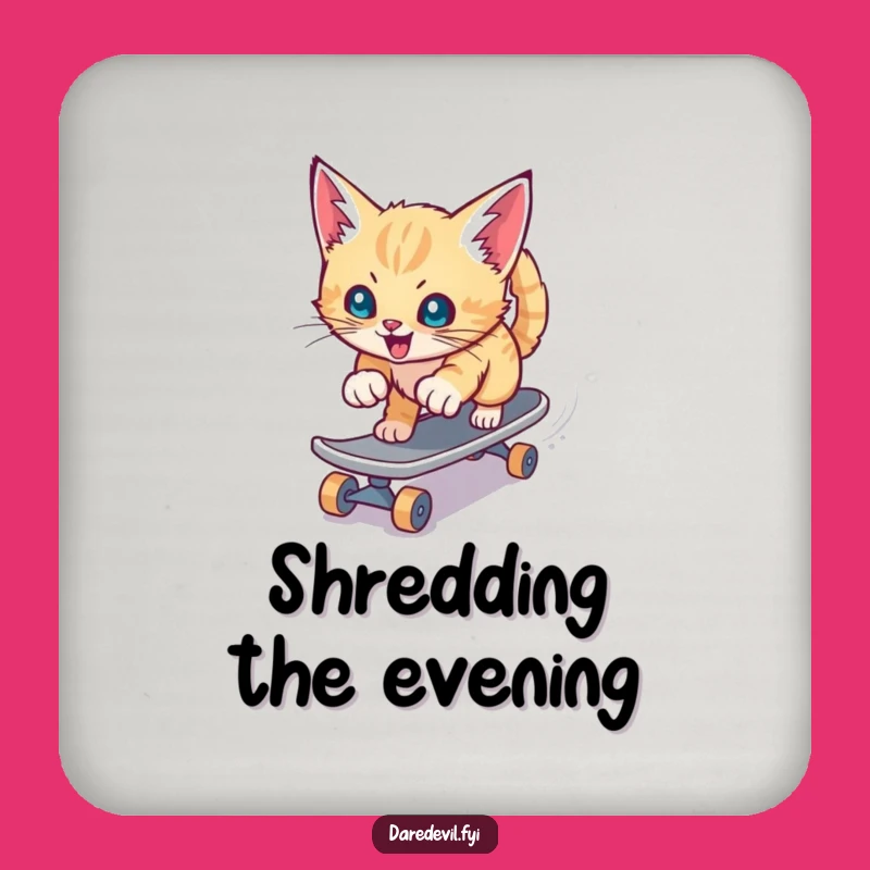 Funny Kitten Skateboard Coaster: Speed Drink Accessory, Tiny Humorous Gift