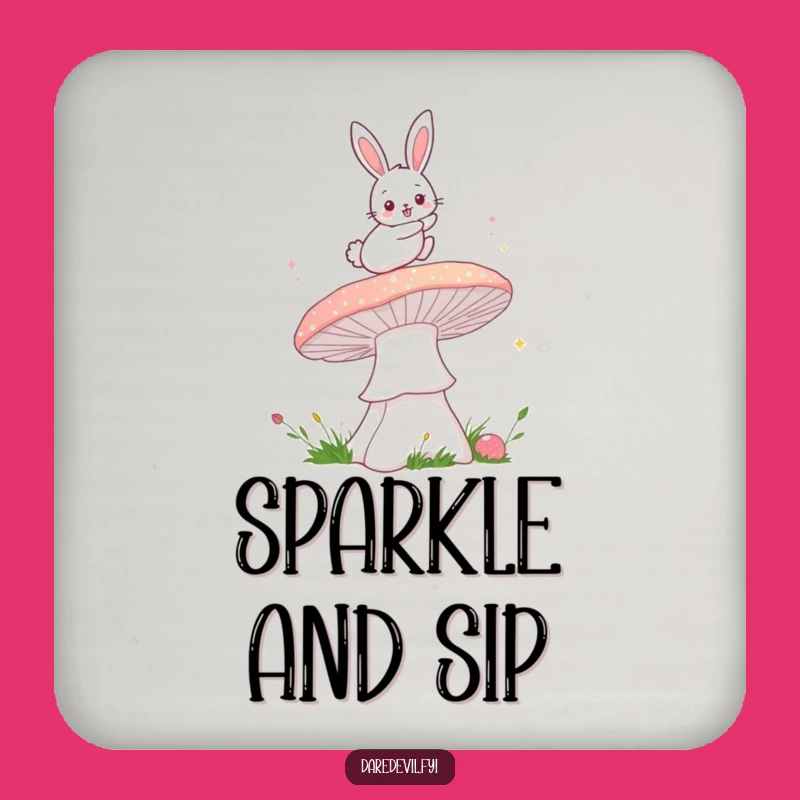 Funny Bunny Mushroom Drink Coaster: Magical Humor Protection Gift