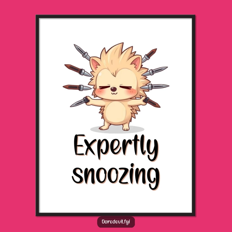 Funny Hedgehog Juggling Poster: Hilarious Art for the Daring