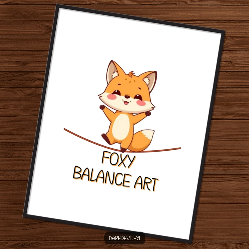 Funny fox character performing a flawless handstand on a tightrope, creating a visually engaging and humorous artwork.