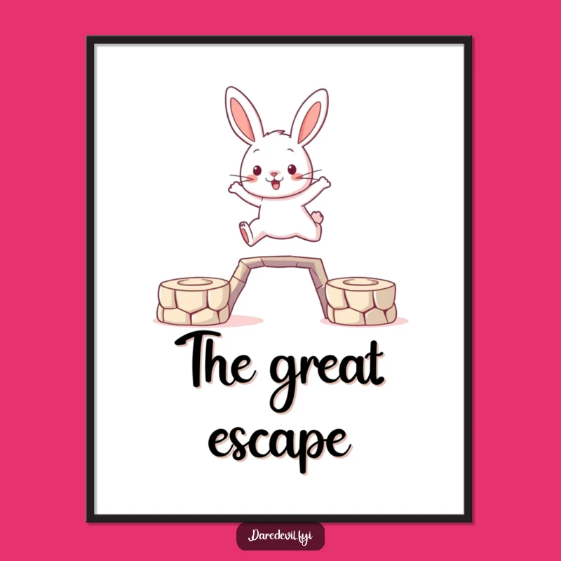 Funny Brave Rabbit Leaping Poster: Inspire Courage on Your Walls!