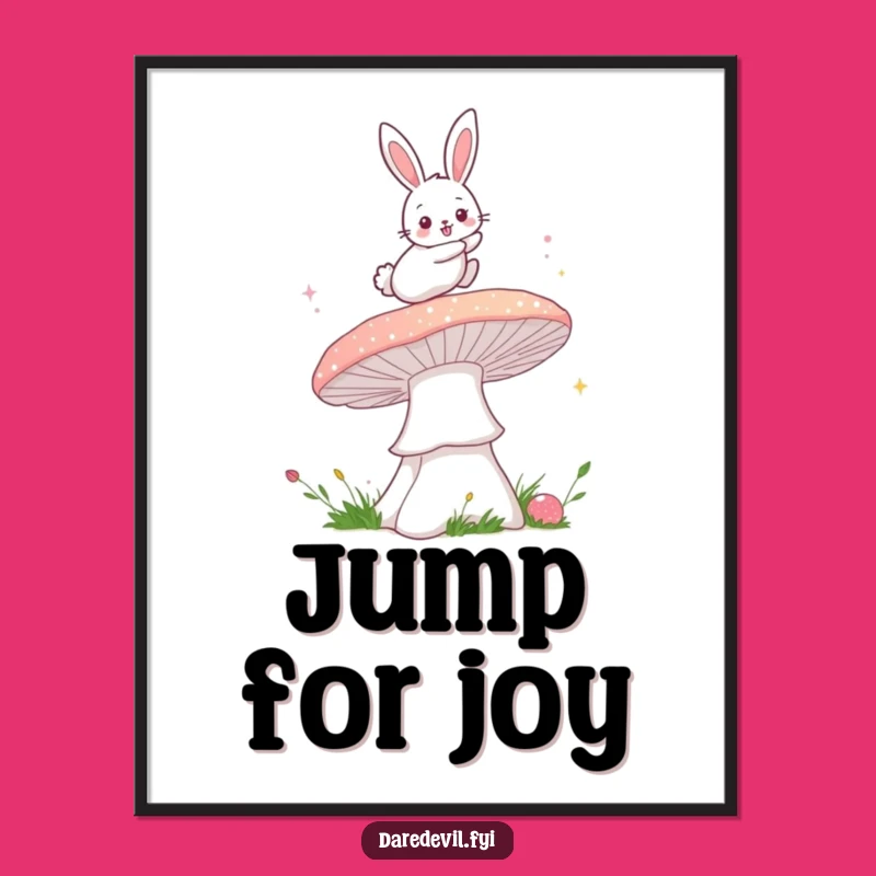 Funny Bunny Mushroom Poster: Magical Adventure Art for Wall Decor Gift