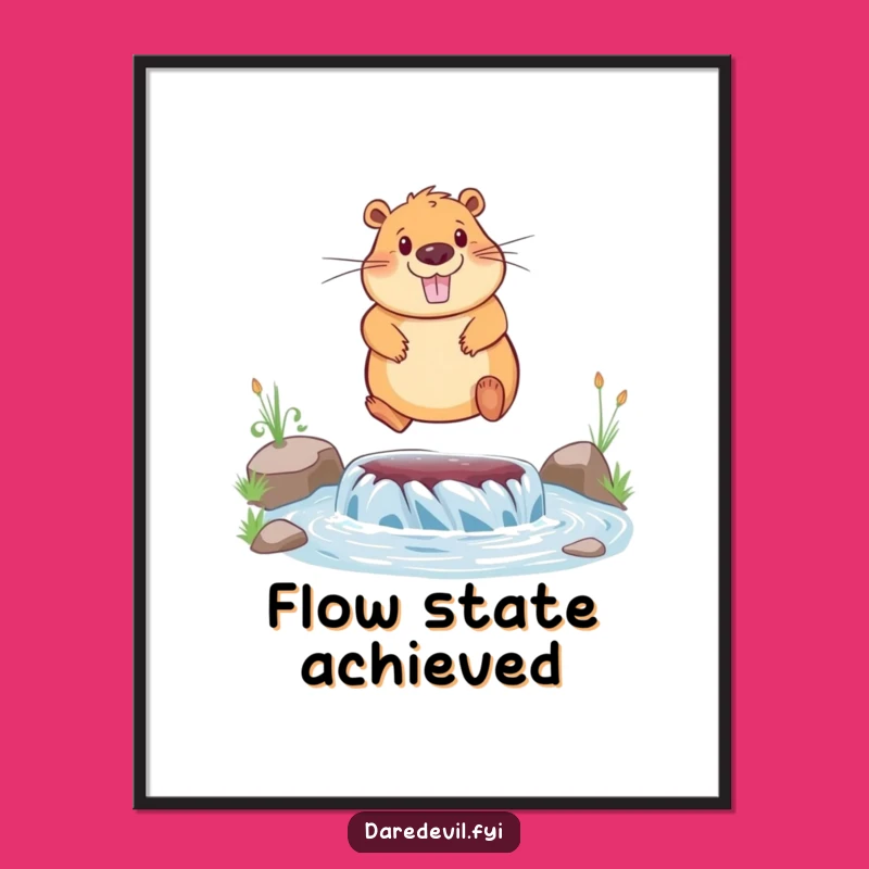 Funny Capybara River Jump Poster: Bring Joyful Art to Your Walls
