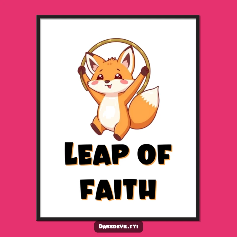 Funny Fox Hoop Jump Poster: Vibrant Animal Art Print, Perfect Funny Gift
