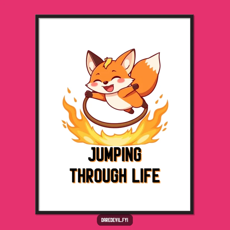 Funny Fox Poster: Fiery Leap Art, Daring Wall Decor
