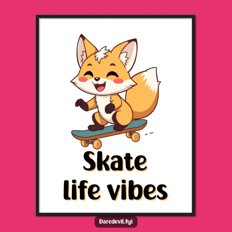 Funny Fox Skateboarder Poster: Add a Splash of Fun to Your Walls!