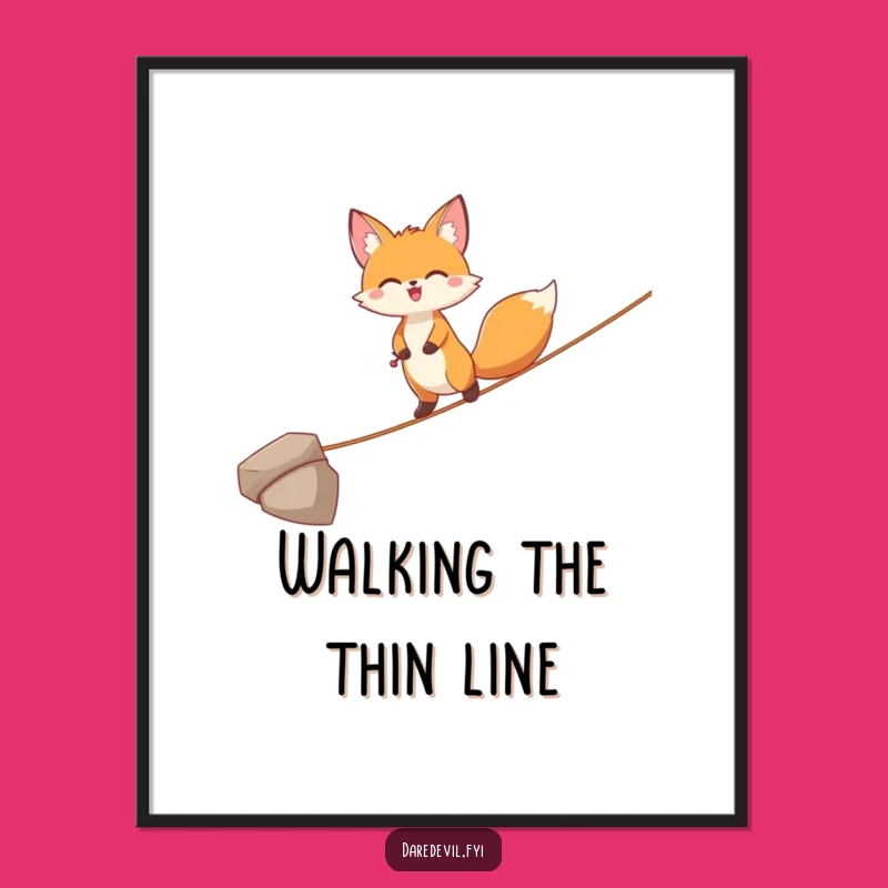 Funny Joyful Fox Tightrope Poster: Artful Balance for Your Walls!