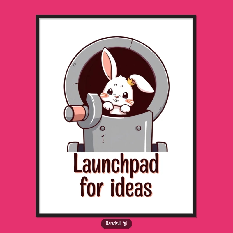 Funny Rabbit Cannon Poster: Curious Launch Art for a Hilarious Gift!