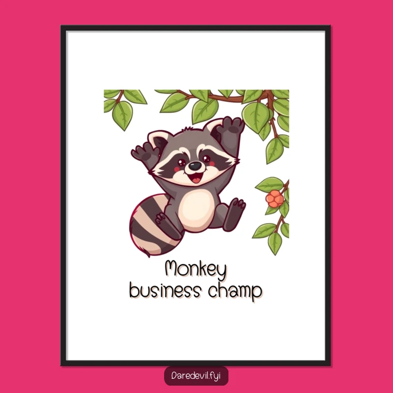 Funny Raccoon Vine Swing Poster: Add Exhilaration to Your Walls