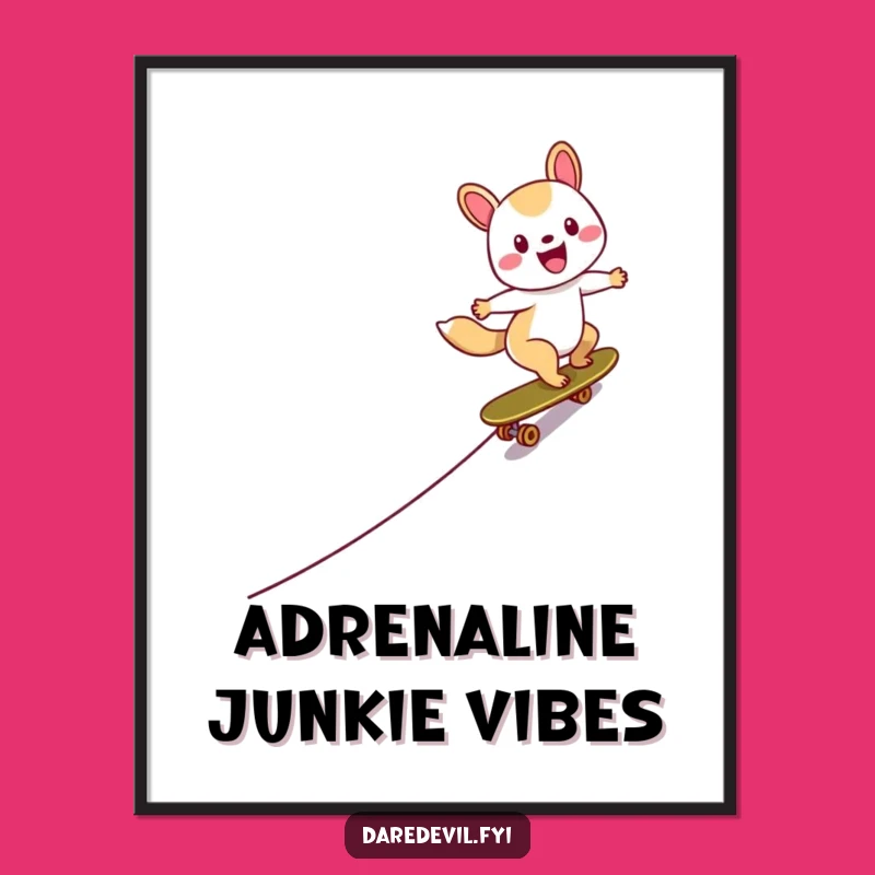 Funny Skater Animal Poster: Zooming Action Art, Extreme Decor