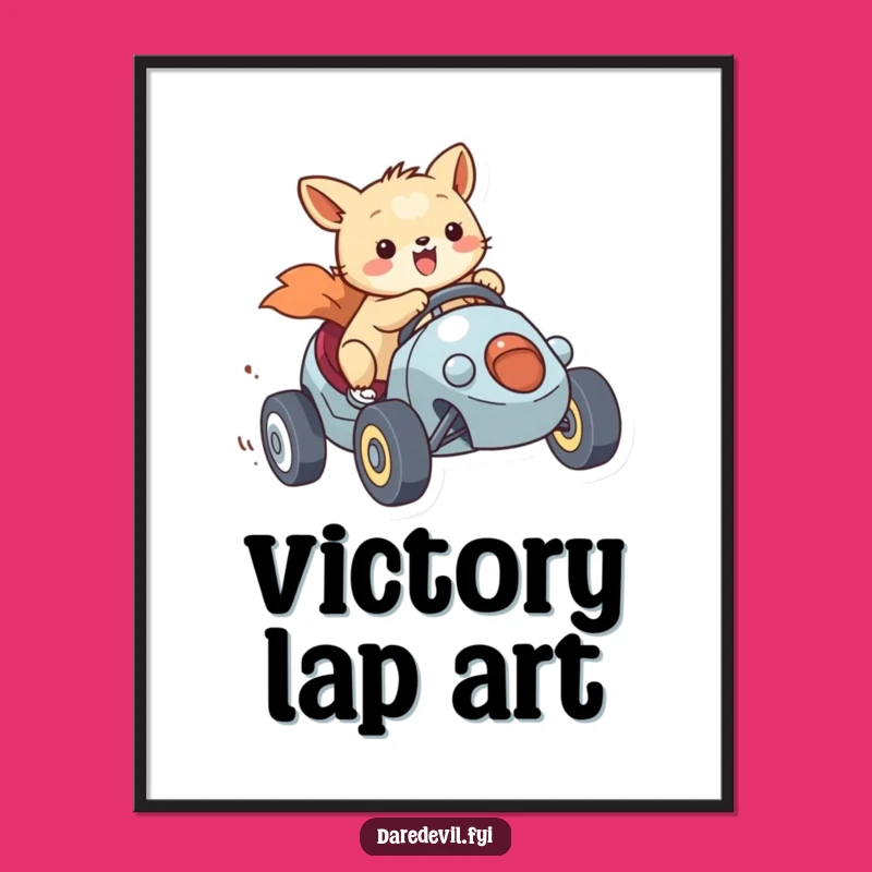 Funny Wall Art - Animal Racier with Tiny Car, Hilarious Decor Gift