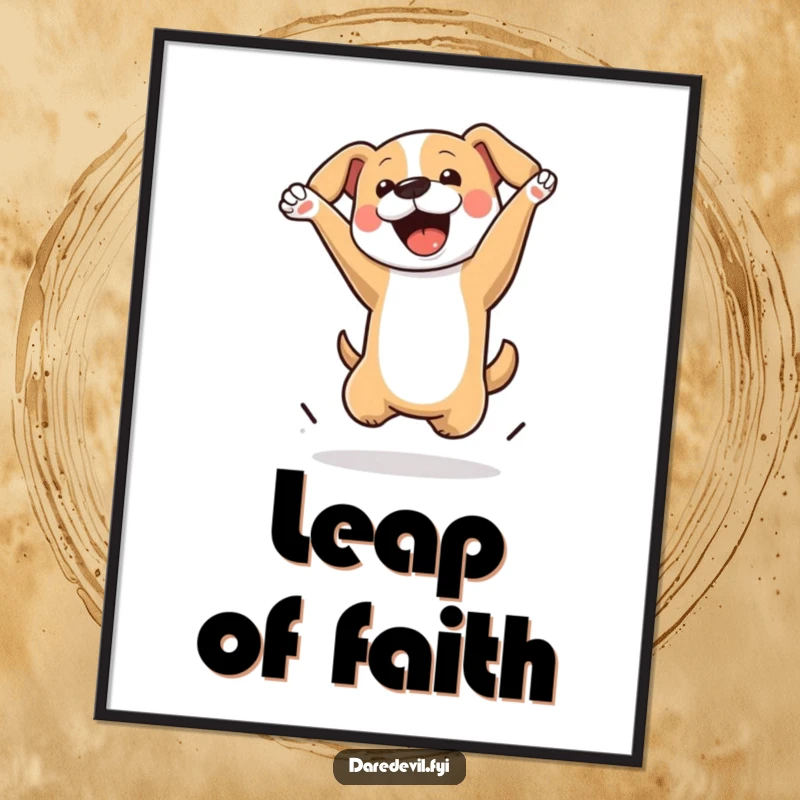 Funny Dog Poster print of a dog executing a spectacular flip in the air, adding dynamic energy and humor to decor.