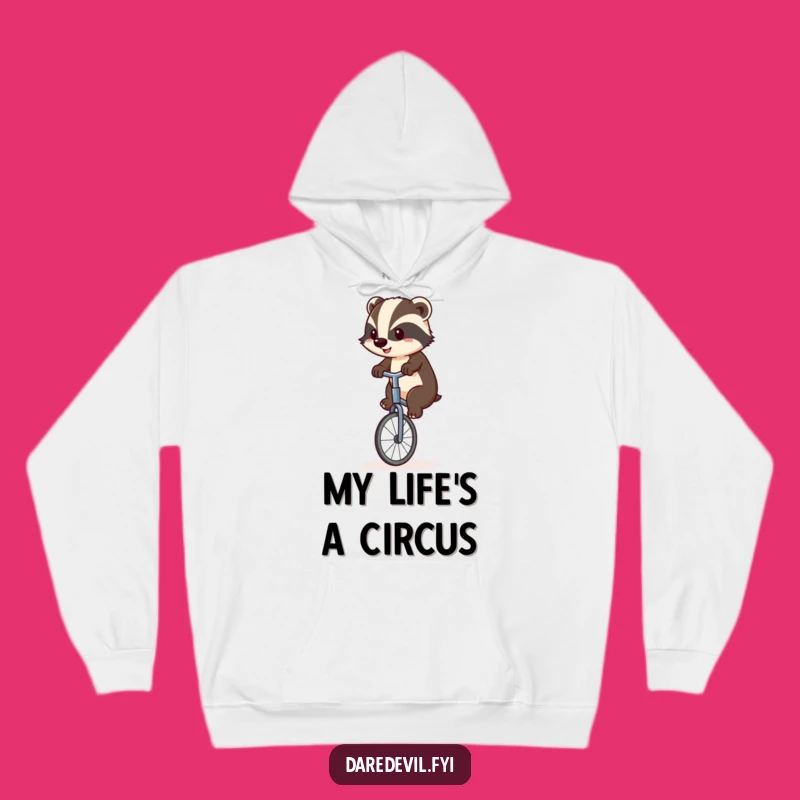 Funny Badger Unicyclist Hoodie: Stay Cozy Through Life's Wobbles!