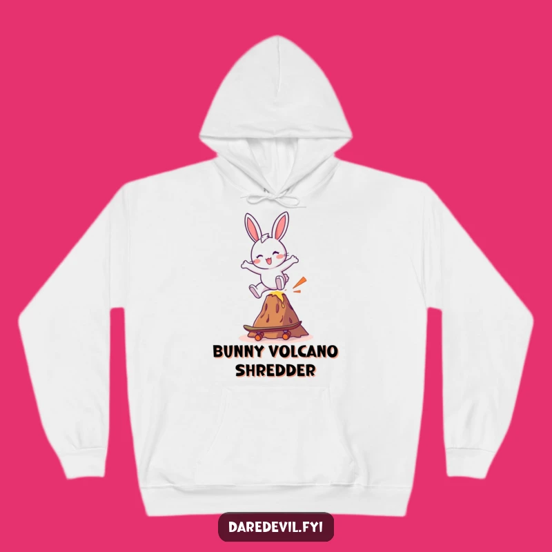 Funny Bunny Skateboard Volcano Hoodie - Comfy & Hilarious Gift for Thrill-Seekers