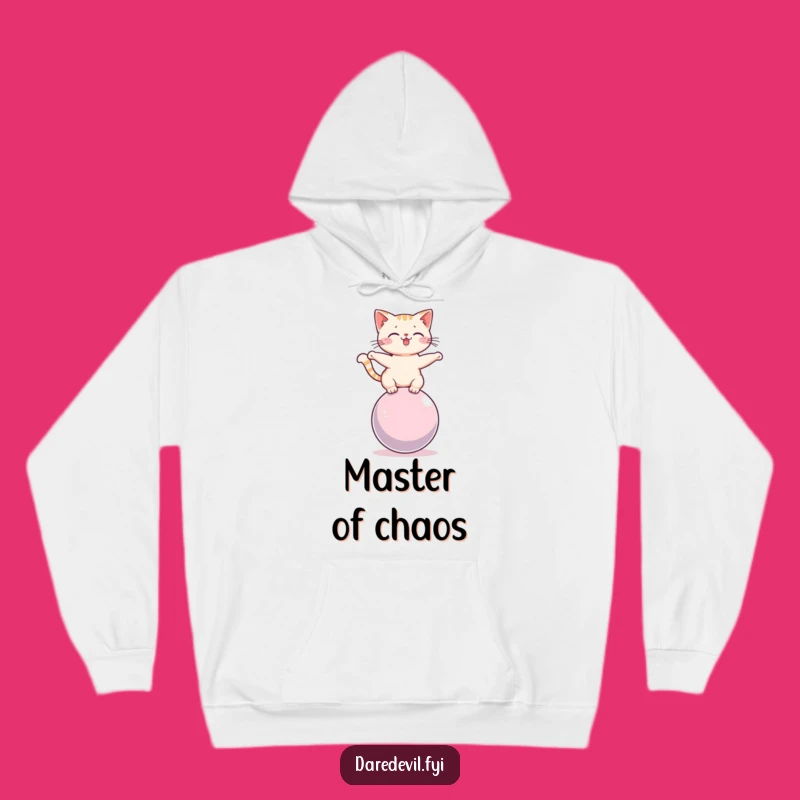 Funny Cat Sphere Balance Hoodie: Cozy Feline Chaos Wear, Perfect Funny Gift