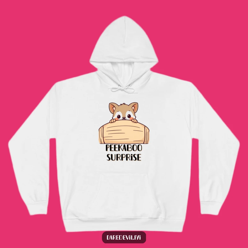 Funny Cozy Hoodie - Curious Animal's Peek, Warm Funny Gift