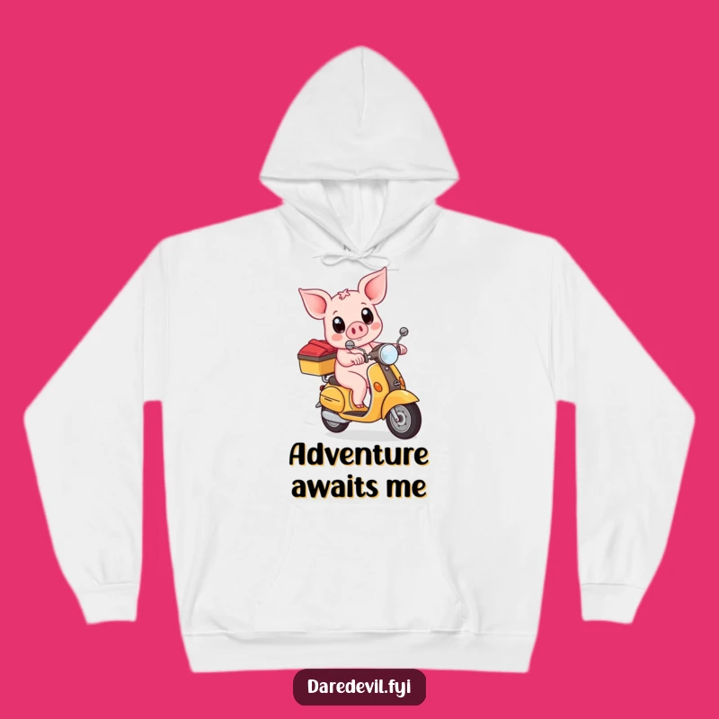 Funny Piglet Scooter Hoodie: Cozy Rider Adventure Wear, Perfect Funny Gift