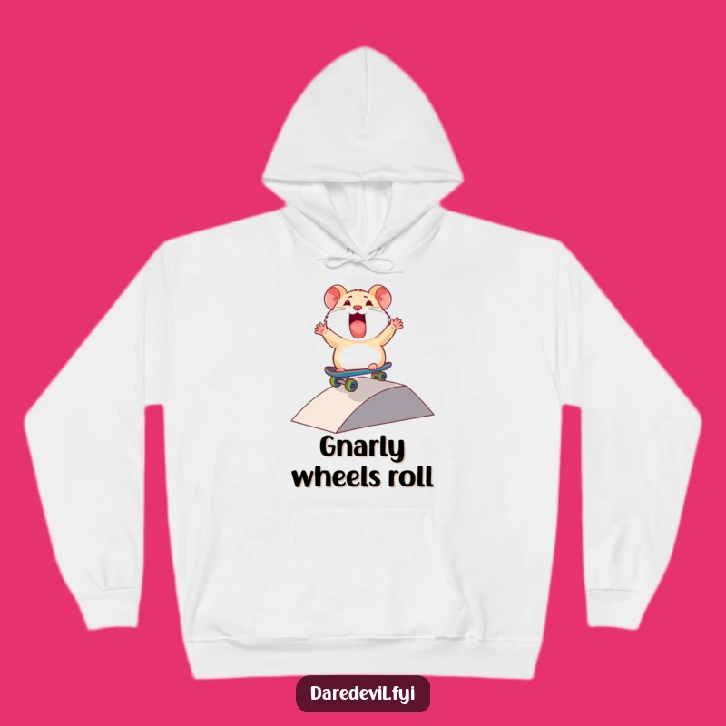 Cozy Shredding: Funny Thrilled Hamster Skateboard Hoodie for Cool Comfort!