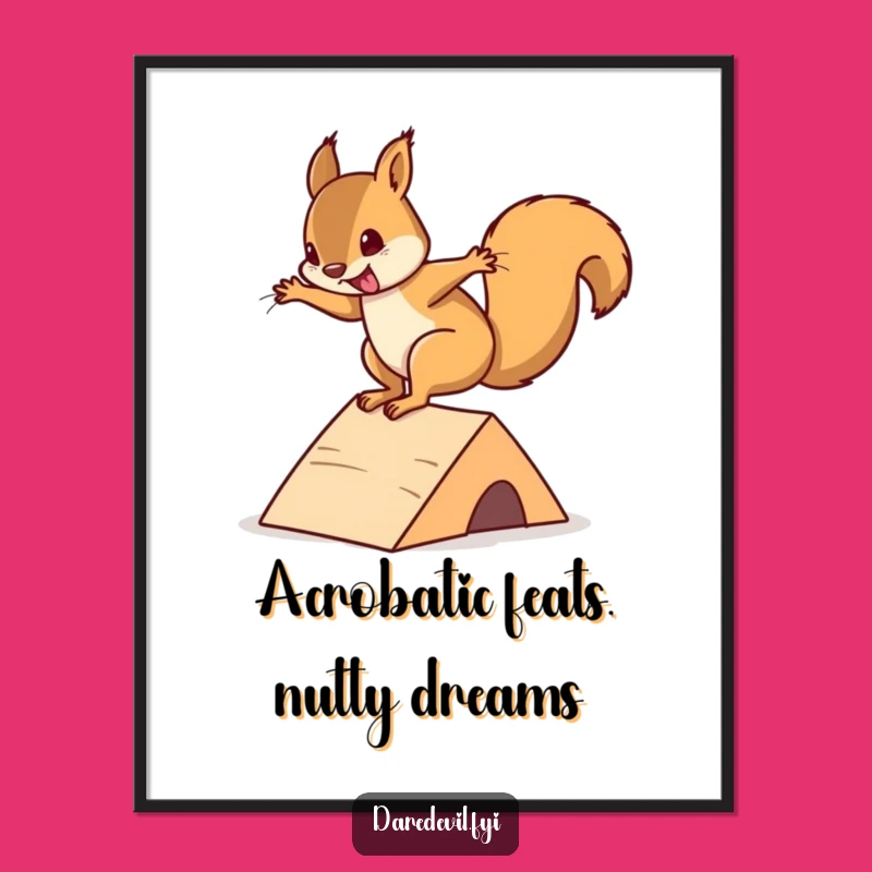 Free Printable Squirrel Ramp Flip Art: Funny Downloadable Wall Decor for Adrenaline Fans!