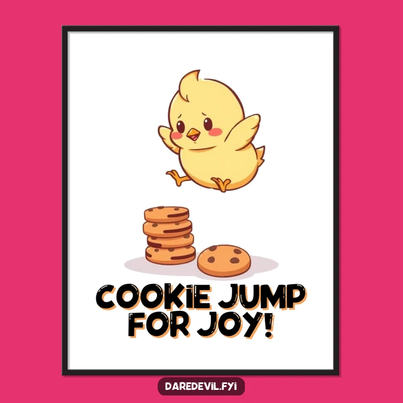 Funny Free Printable Wall Art: Chick Cookie Jump - Downloadable Decor