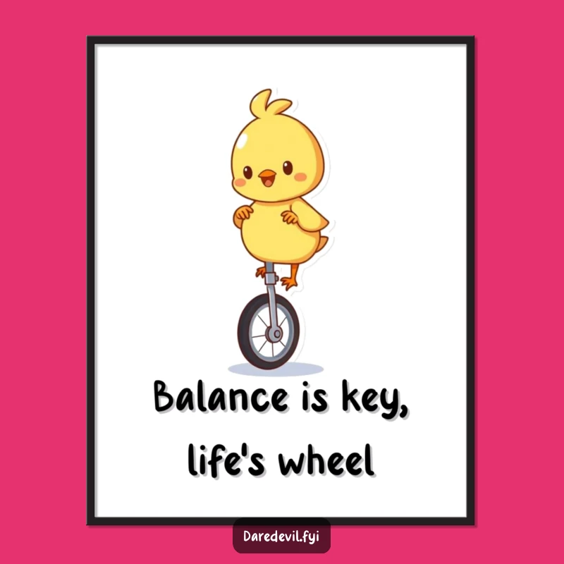 Free Printable Funny Chick Unicycle Wall Art - Whimsical Downloadable Decor for Smiles