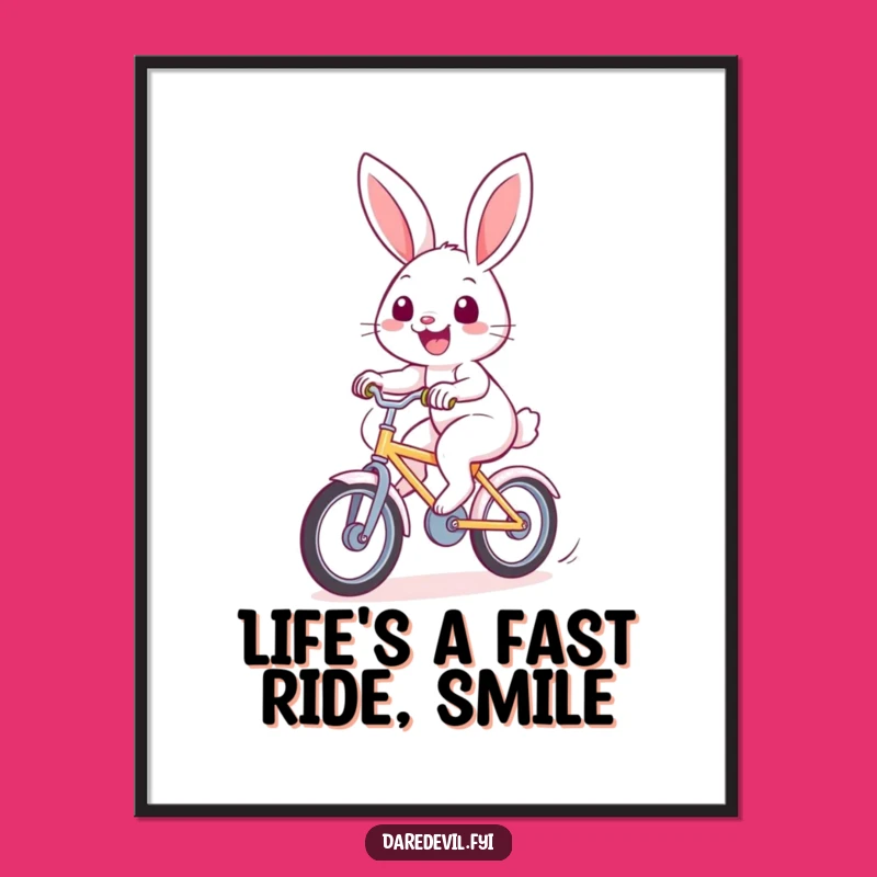 Free Printable Rabbit Bicycle Art: Funny Downloadable Decor for a Cheerful Home!