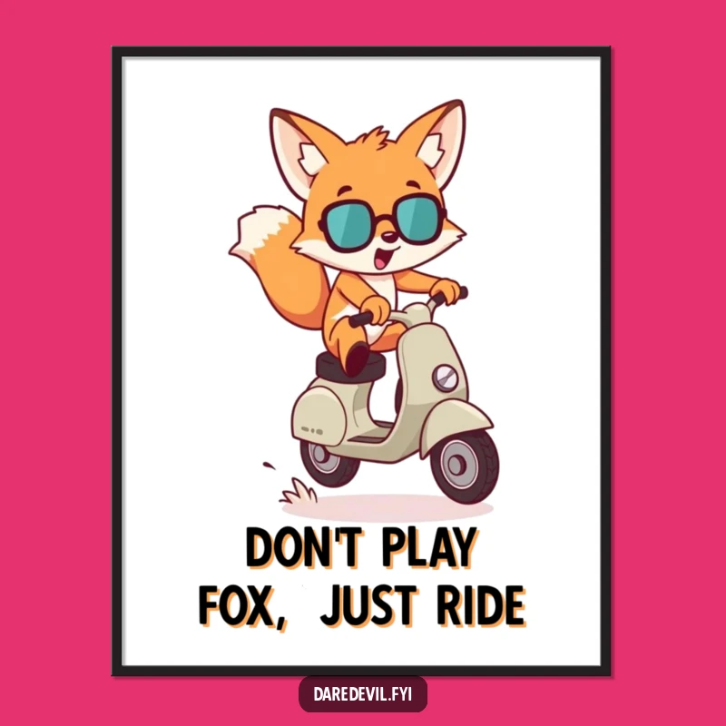 Free Printable Wall Art: Fox Scooter Jumps Decor for DIY Gift Download