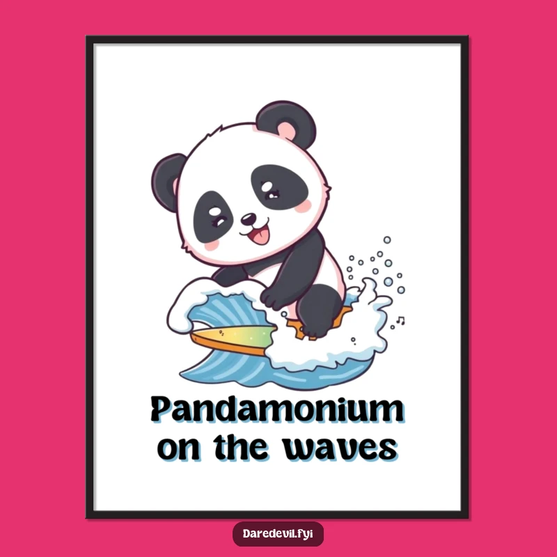 Funny Free Printable Wall Art: Panda Surf - Downloadable Decor
