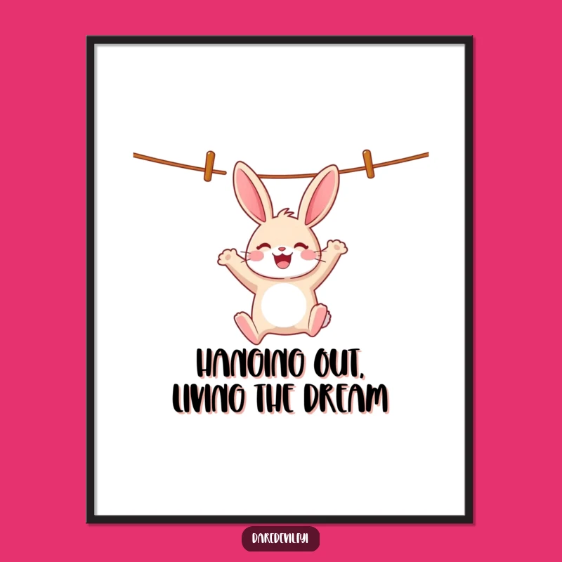 Funny Free Printable Wall Art: Rabbit Clothesline Fun, Humorous Downloadable Decor