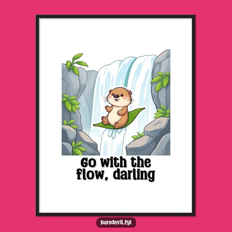 Free Printable Otter Waterfall Wall Art - Funny Downloadable Decor for Aquatic Adventures