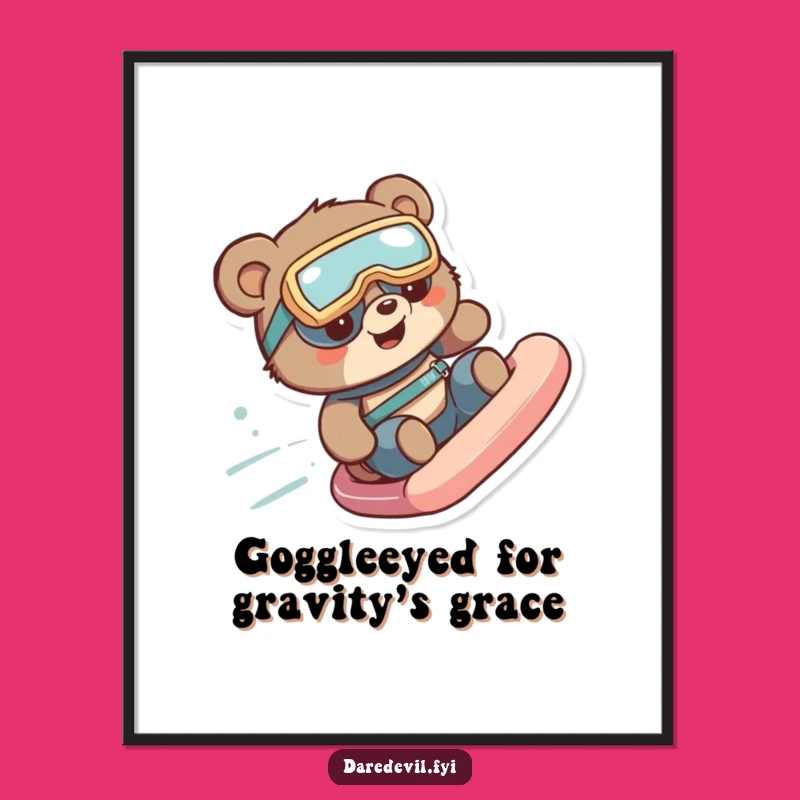 Funny Free Printable Wall Art: Bear on Slide, Humorous Downloadable Decor for Kids