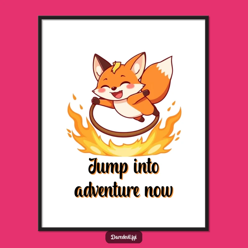 Free Printable Wall Art: Fiery Fox Hoop Jump Funny Downloadable Decor