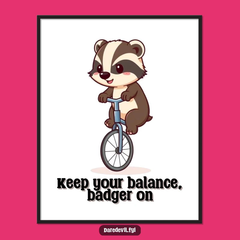 Free Printable Unicycle Badger Wall Art: Funny Downloadable Art for Determined Decor