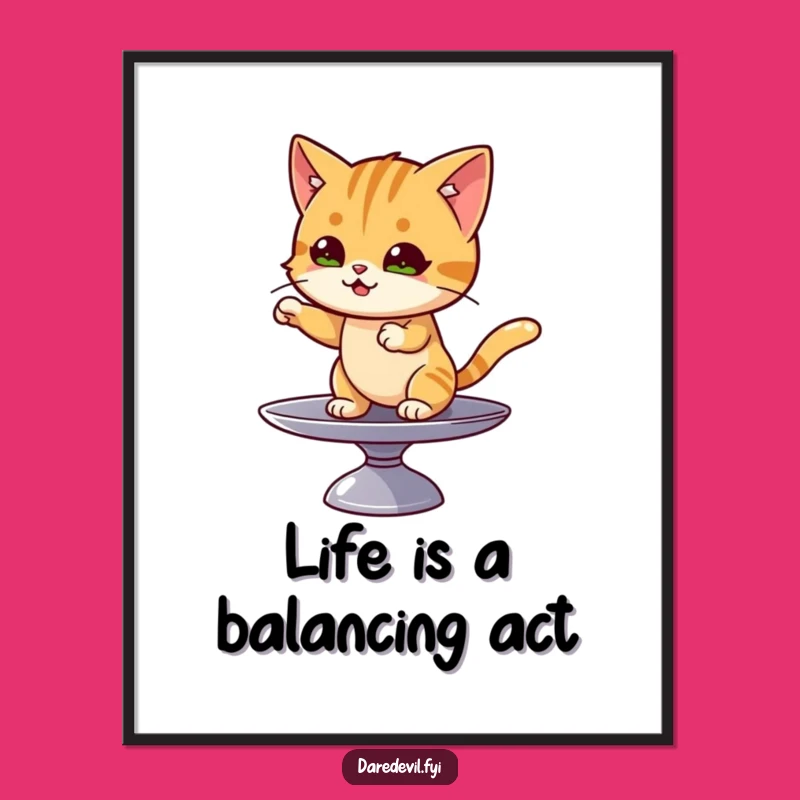 Free Printable Cat Wall Art: Mischievous Balance for a Playful Room