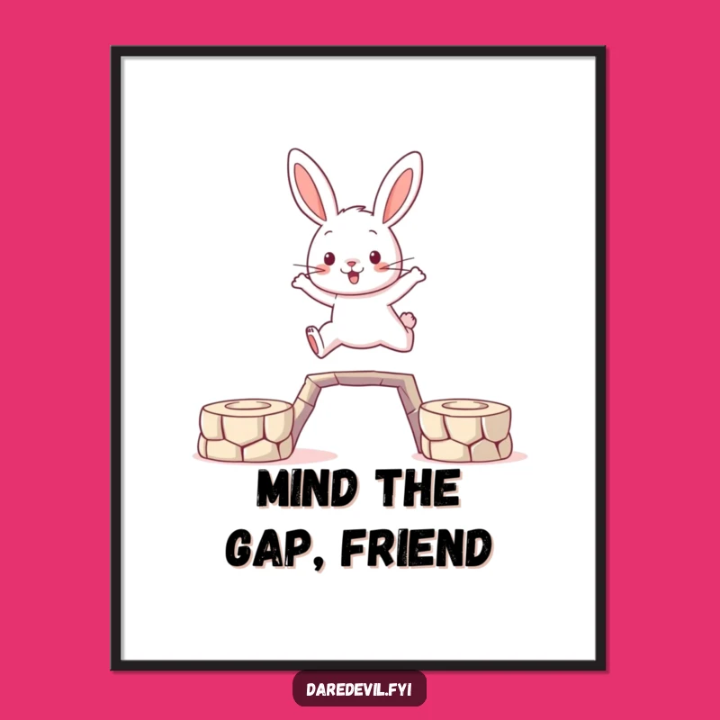 Free Printable Wall Art: Brave Rabbit Leap, Humorous Downloadable Decor for the Fearless