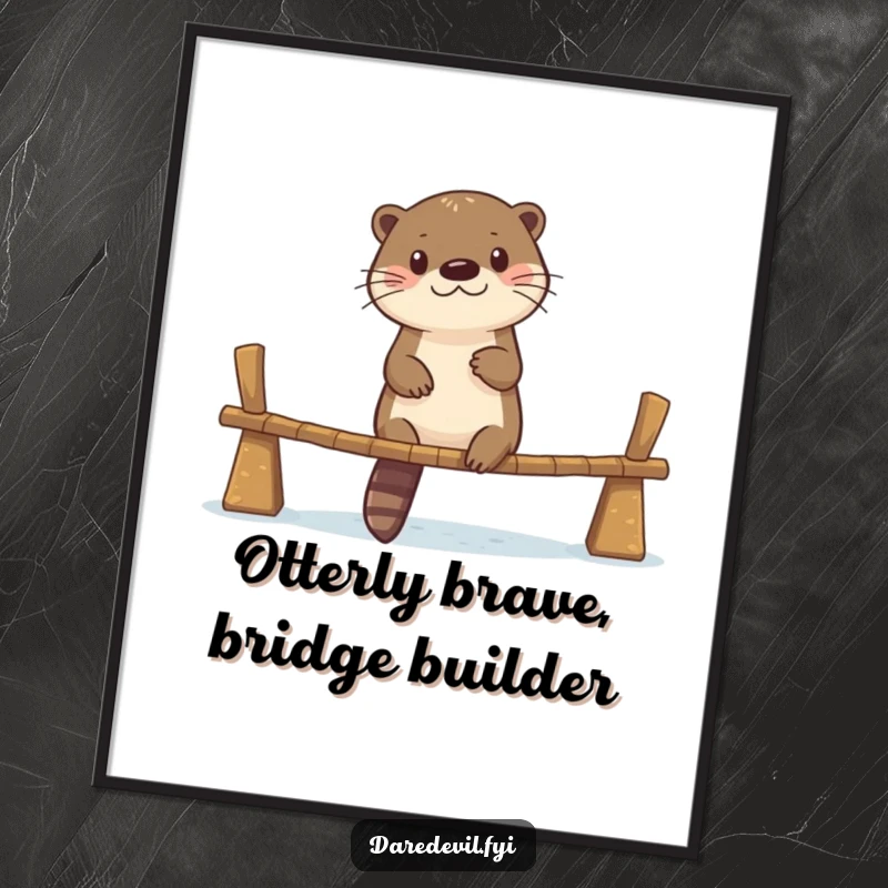 Funny Free Printable Wall Art: Otter confidently crosses a narrow, wobbly bridge, bringing adventure and humor to décor.